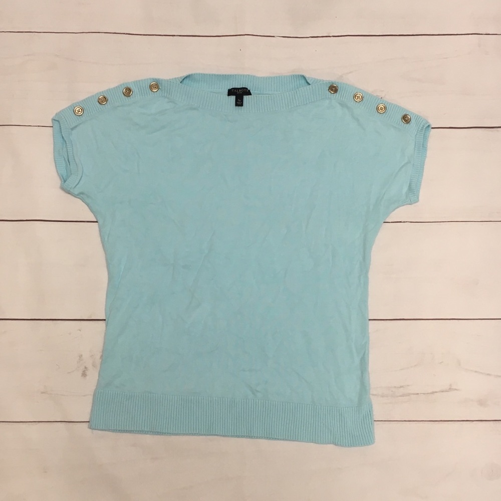 Light Blue Talbots Knitted Short Sleeve Top